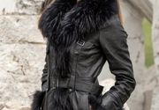 Ženske kožne jakne sa krznom - Isabella - crna - La Force Leather