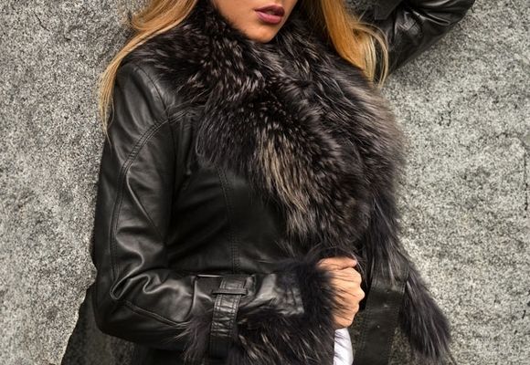 Ženske kožne jakne sa krznom - Pamela - crna - La Force Leather