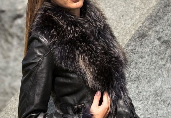 Ženske kožne jakne sa krznom - Pamela - crna - La Force Leather