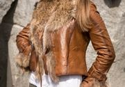 Ženske kožne jakne sa krznom - Pamela - melirana - La Force Leather