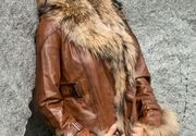 Ženske kožne jakne sa krznom - Pamela - melirana - La Force Leather