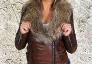 Ženske kožne jakne sa krznom - Paola - tamno braon - La Force Leather