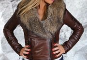 Ženske kožne jakne sa krznom - Paola - tamno braon - La Force Leather