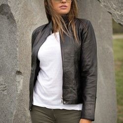 Ženske kratke kožne jakne - Donna crna - La Force Leather