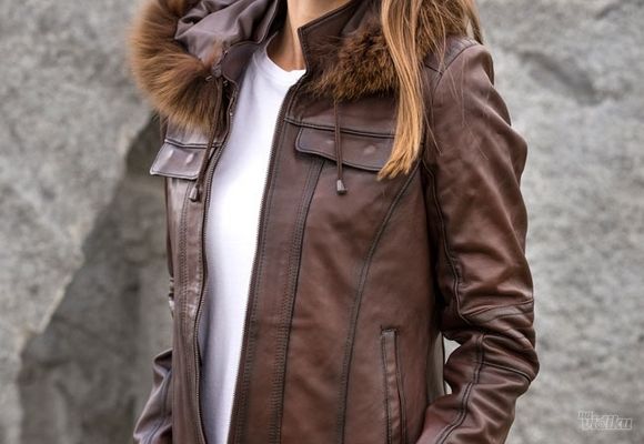 Ženske kratke kožne jakne - Emily tamno braon - La Force Leather