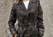 Ženski kožni mantil Penelepe - crni - La Force Leather