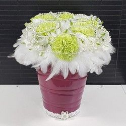 Dostava cveća - aranžman u keramičkoj posudi sa zelenim karanfilom - Cvećara Flowers Silver Pack