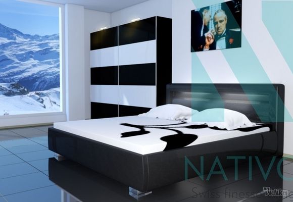 Kreveti - dizajnerski bračni krevet Moon V2 sa rasvetom - Nativo nameštaj