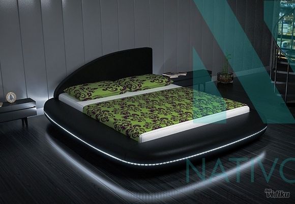 Kreveti - dizajnerski bračni krevet Ufo V2.0 sa LED rasvetom - Nativo nameštaj