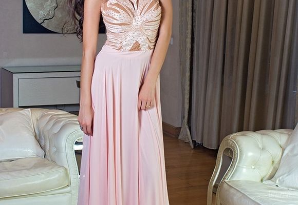 Roze duga svečana haljina