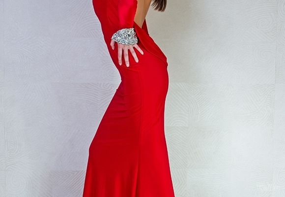 Crvena dugačka ekskluzivna haljina