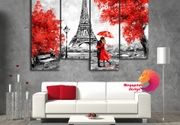 Canvas platno 4 dela - Paris red