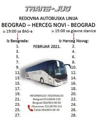 Redovna autobuska linija Beograd - Herceg Novi