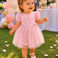 Svečana roze haljinica sa srcima za bebe od 6 do 24 meseca, samo 1900 dinara!!!