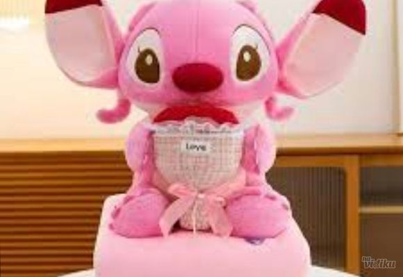 Velika plišana igračka Angel (roze Stitch) sa skrivenim ćebencetom