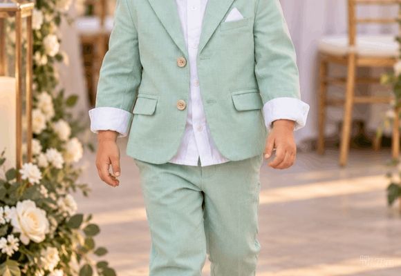 Svečano mint odelo za dečake od 2 do 6 godina - košulja, sako, pantalone i leptir mašna