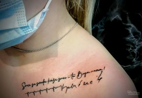 Tetovaza citat, otkucaji srca i potpis Novi Sad