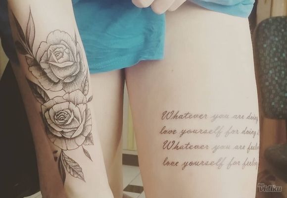 Tetovaza ruže i ispis - Rose tattoo Beograd Žarkovo