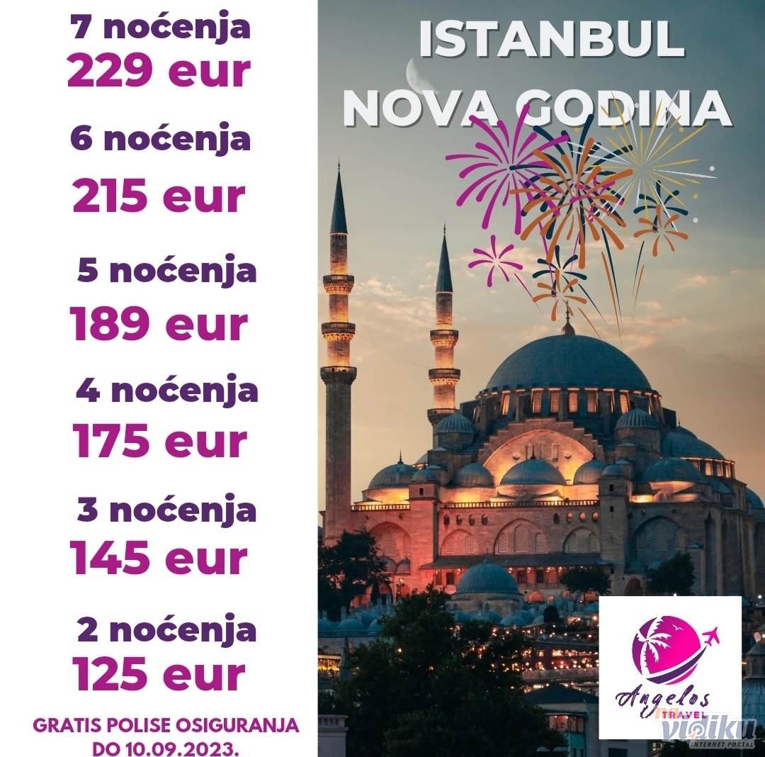 Istanbul Nova godina 2024, Cena Angelos Travel, Vračar, Beograd