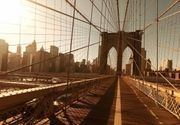 City NY Brooklyn Bridge Sunset Crossing Most New York 3D fototapeta zidni mural foto tapeta