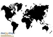 World map karta sveta crno bela 3D fototapeta zidni mural foto tapeta
