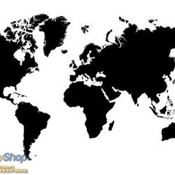 World map karta sveta crno bela 3D fototapeta zidni mural foto tapeta