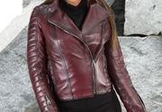 Ženska kožna jakna – Tina – Tamno ljubičasta melirana